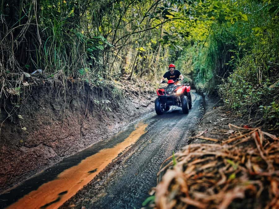 Bali: Ubud Gorilla Cave Track ATV & Waterfall Tour with Meal - Goa Raja Waterfall and the green valley walk