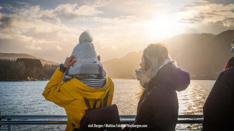 Bergen: Mostraumen Fjord & Waterfall Cruise - Leaving Bergen with Bryggen in view
