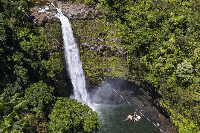 Big Island Zipline Tour Near Akaka Falls (250-ft Waterfall!) - The Final Zipline Above a Waterfall