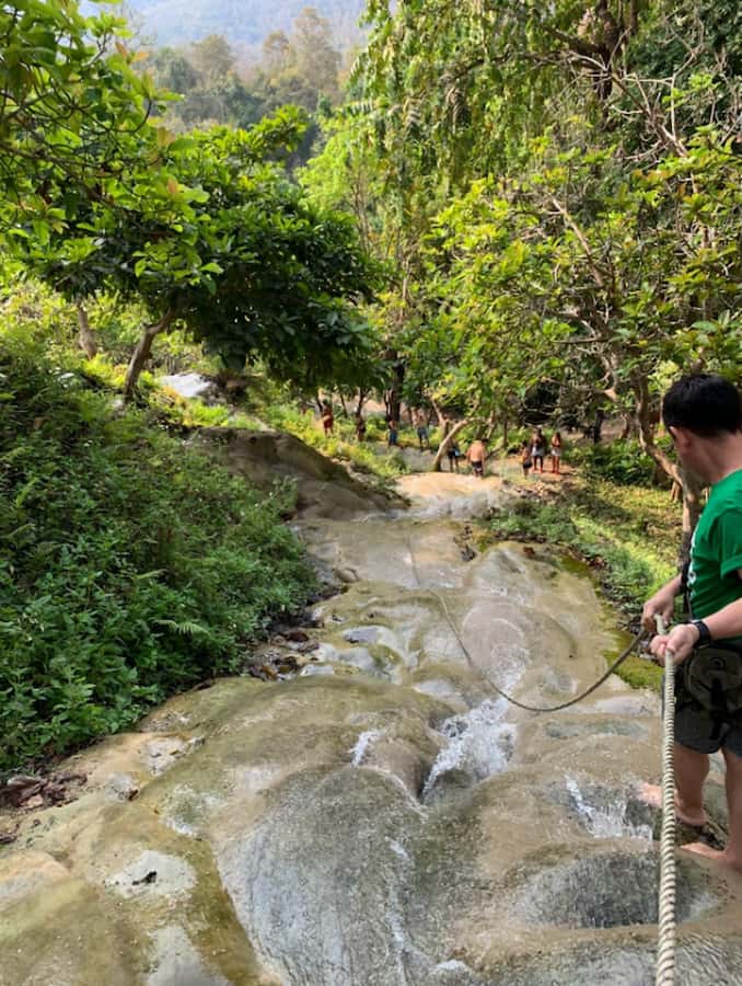 Climb Sticky Waterfall Like Spiderman - Climbing the sticky limestone