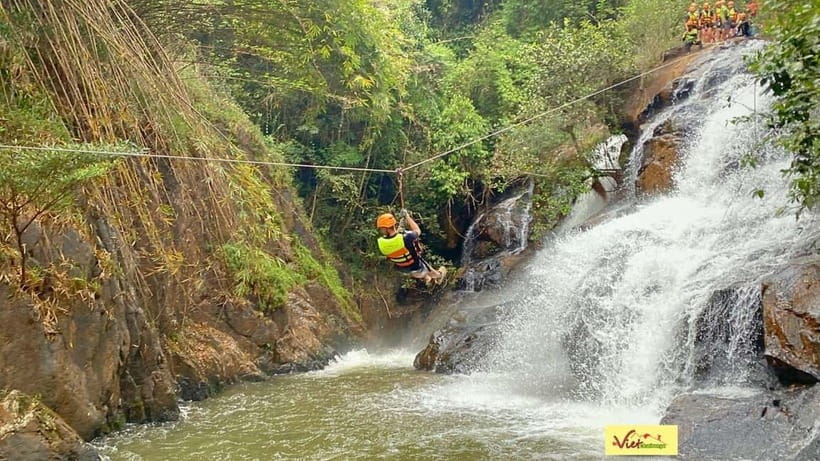 Dalat: Canyoning Extreme Adventure at Datanla Waterfall - The 70-meter zipline across the canyon