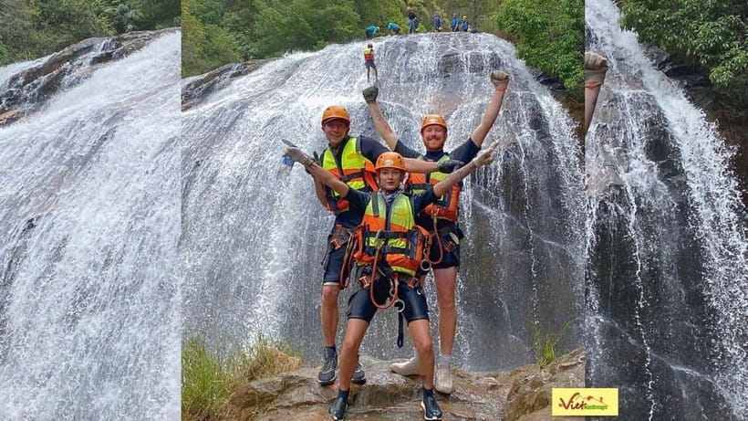 Dalat: Canyoning Extreme Adventure at Datanla Waterfall - The first descent: an 18-meter dry cliff