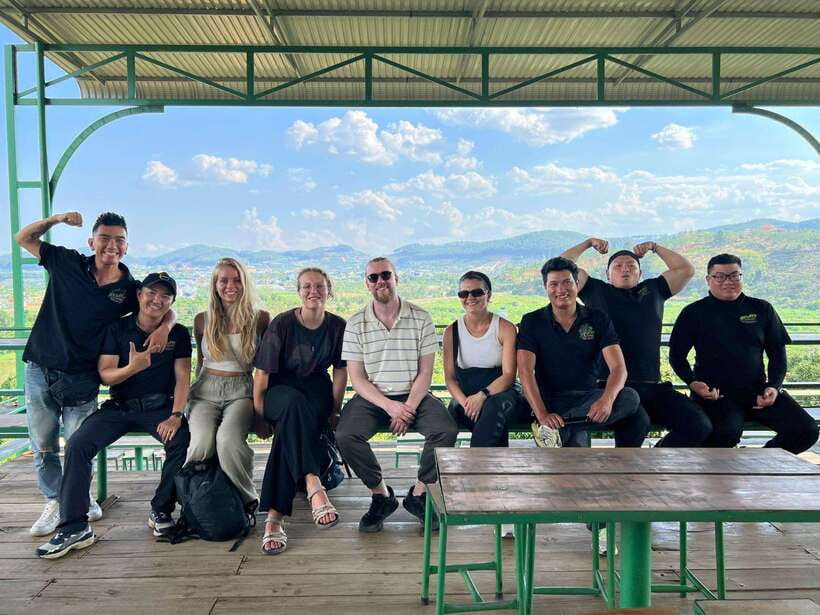 Dalat: MOTORBIKE TOUR TO PONGOUR FALLS- SILK- COFFEE FARM - Elephant Waterfall and the cave behind the water