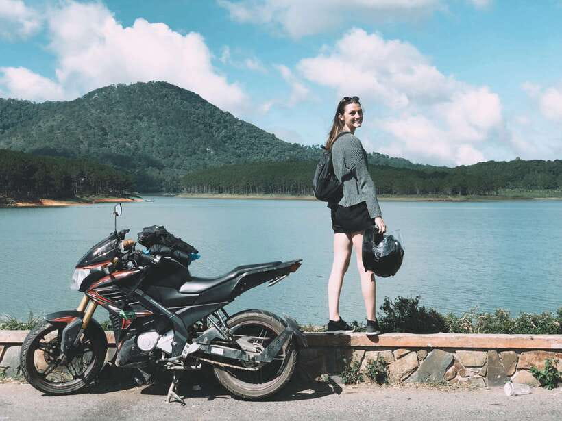 Dalat: MOTORBIKE TOUR TO PONGOUR FALLS- SILK- COFFEE FARM - Leaving Dalat through pine forests and farms