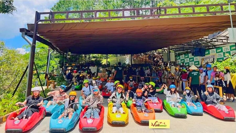 Dalat Top Tourists Sights - Waterfall & luge kart/Mario kart - Mongo Land: slides, animals, and a change of pace