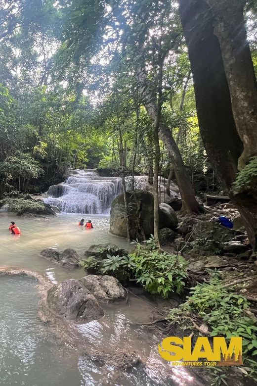 Erawan Waterfall, River Kwai & Railway Tour : From Bangkok - Seven tiers at Erawan National Park