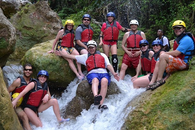 Falmouth Waterfalls Rafting and Beach Adventure - The swim stop and the rope swing