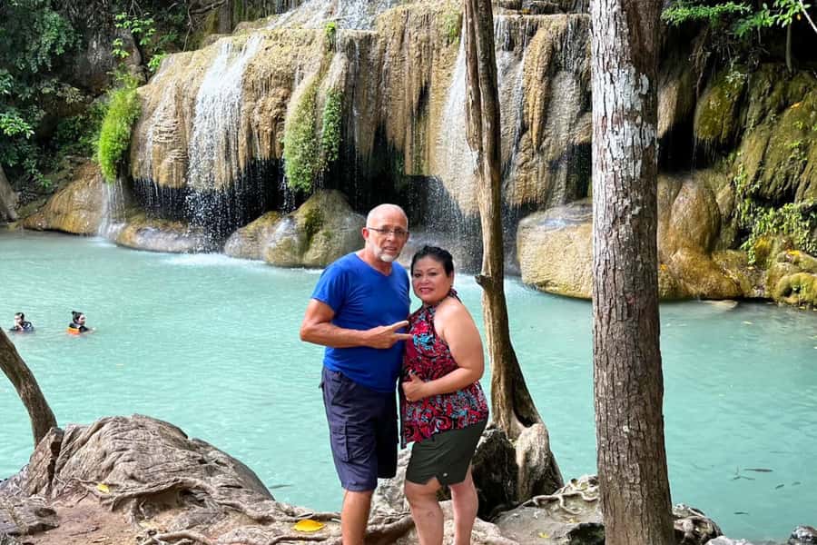 Floating and Railway Market with Waterfall Option: Private - Seven tiers at Erawan Waterfall