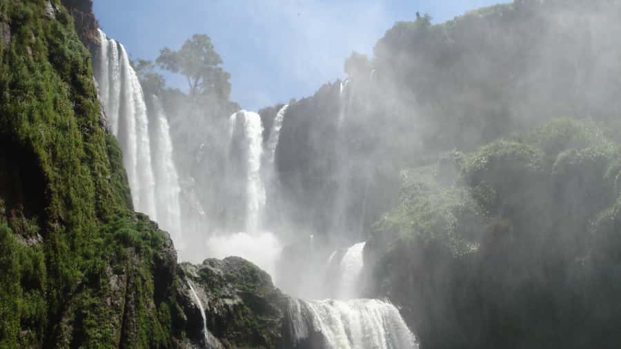 From Marrakech: A day Trip to Ouzoud waterfalls - First sight of the 110-meter falls