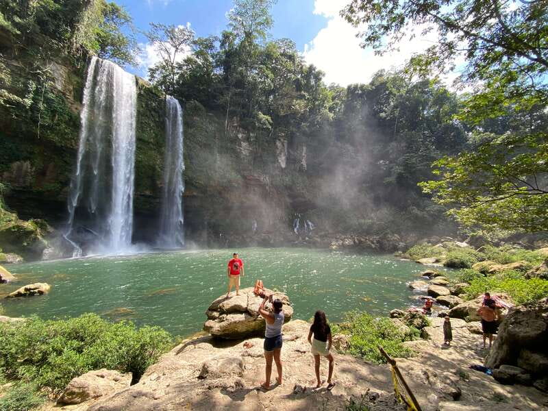 From Palenque: Waterfalls Misol-ha y Agua Azul. - The road from Palenque takes patience