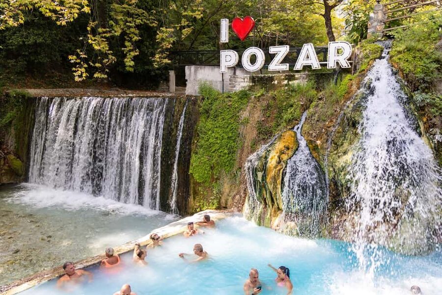 From Thessaloniki: Pozar Baths & Edessa Waterfalls - Soaking at Pozar’s 38°C thermal springs