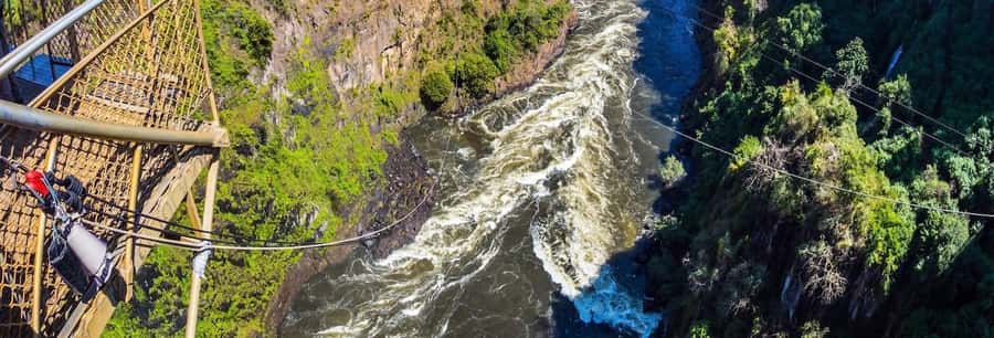 From Victoria Falls: Zip Line from the Victoria Falls Bridge - A zip line with a serious view