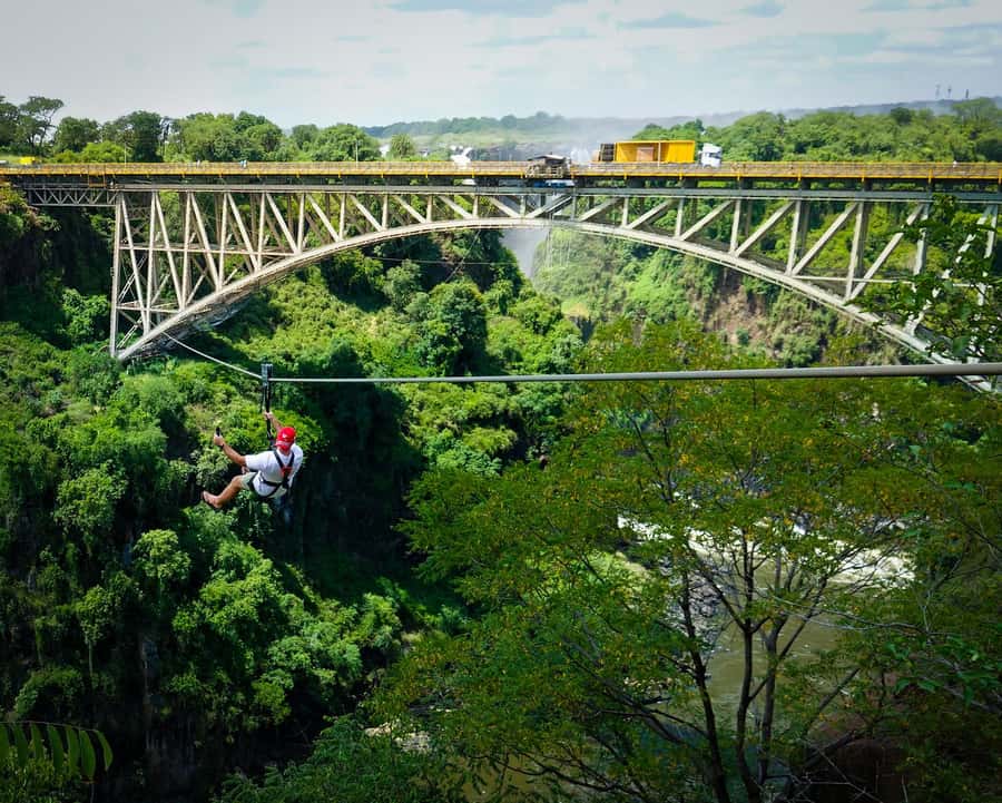 From Victoria Falls: Zip Line from the Victoria Falls Bridge - The ride itself: speed, height, and a shared launch