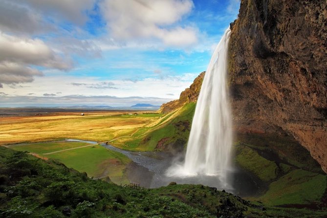 Ice Cave Katla, South Coast Waterfalls & Black Sand Beach Private - Skógafoss finishes with real power