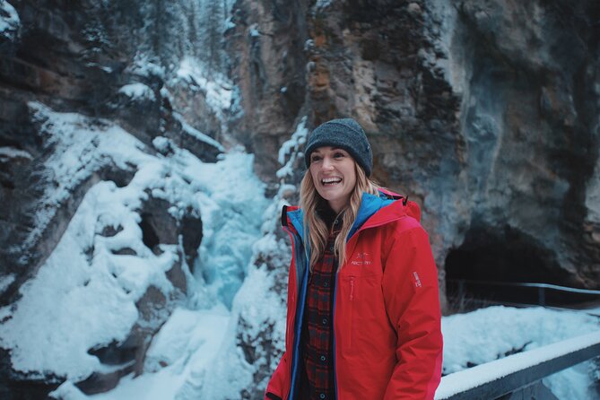 Johnston Canyon Frozen Waterfalls - Small Group Tour - Upper Falls adds the best ice, and the most effort