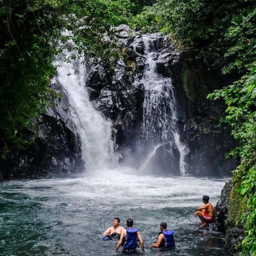 Jumping Sliding at Aling- Aling Waterfall and Handara Gate - The 35-meter fall needs a clear explanation