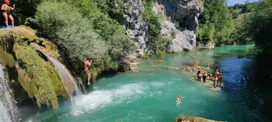 Kayaking Mreznica Waterfalls in Natural Monument - Paddling over nine waterfalls