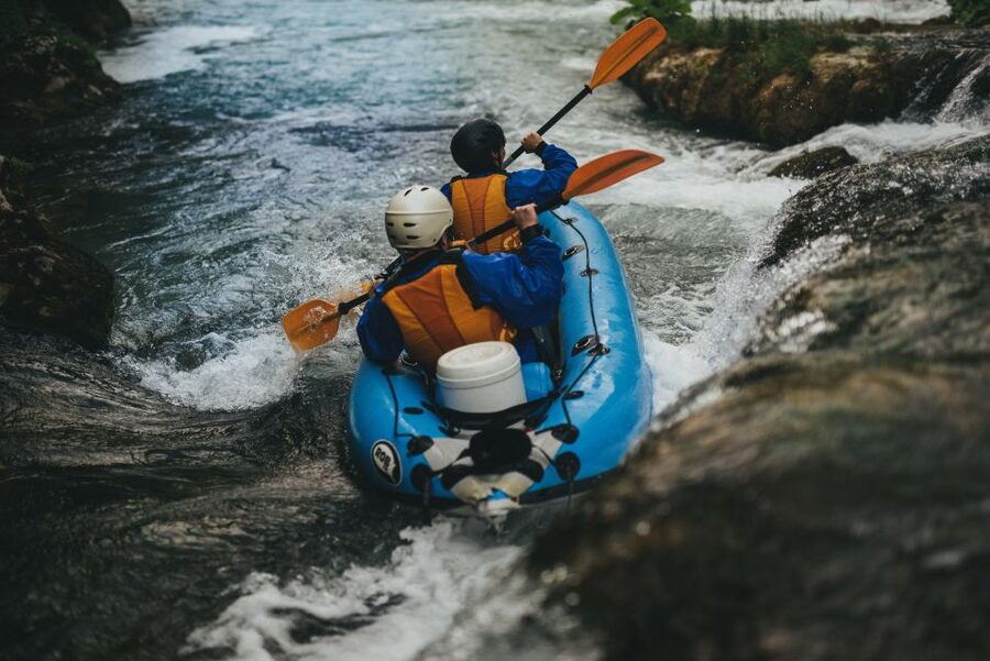 Kayaking Mreznica Waterfalls in Natural Monument - Swimming in the emerald pools