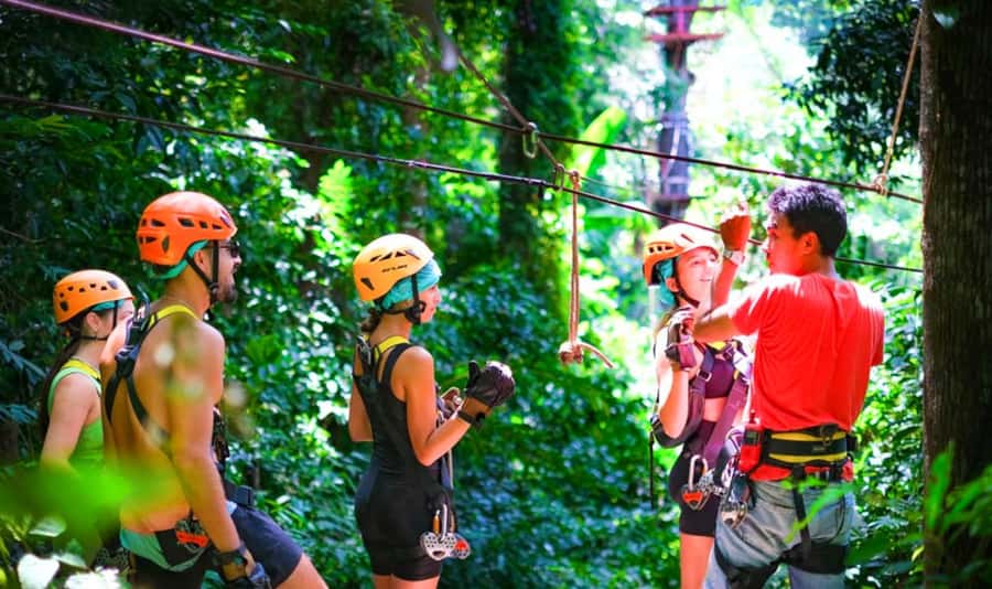 Ko Samui: Tree Bridge Jungle Zipline and Waterfall Adventure - Eight lines above the Koh Samui jungle