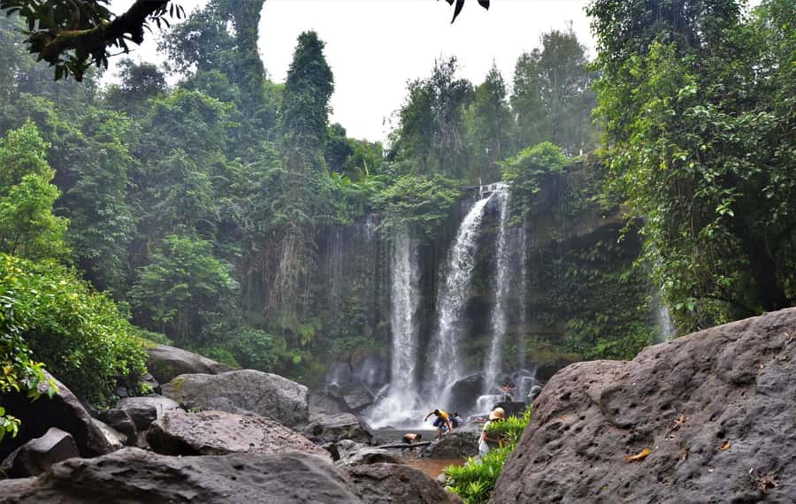 Kulen Waterfall: Rise and Shine with Cliff, Village w/ Guide - A sugar palm village before the mountain