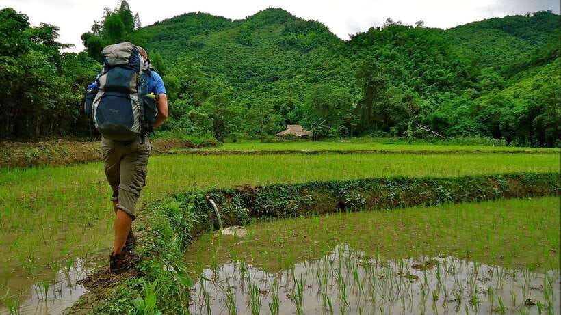 Luang Prabang Thin Pha Trail & Tad Sae Falls Trek - Walking from rice paddies to Ban Houay Fai