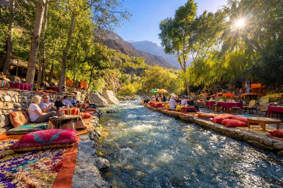 Marrakesh: Ourika Atlas Mountains, Waterfalls, Guide + Lunch - Lunch beside the Ourika River