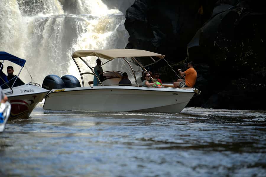 Mauritius: Speedboat Ile aux Cerfs, GRSE Waterfall, BBQ, Bar - Grand River South East waterfall from the water