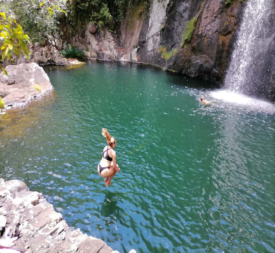 Mauritius: Tamarind Falls Guided Hike with Swim and Lunch - Waterfall one and the steep route to the second plateau
