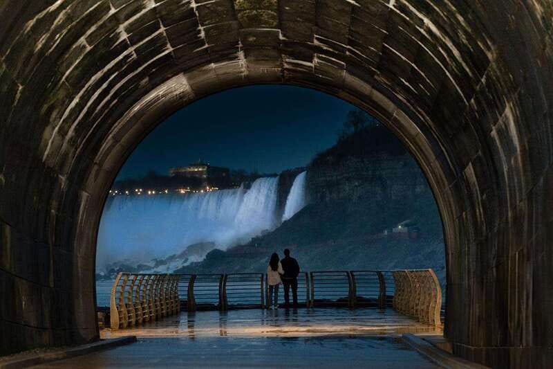Niagara Falls: Night Tour w/ 3 Course Dinner & Light Show - The tunnel and the final close-up view