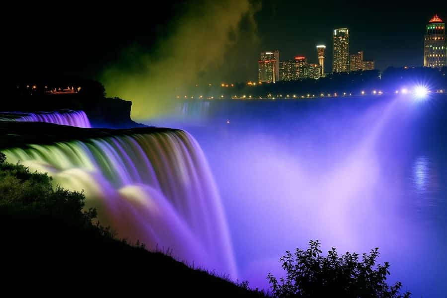 Niagara Falls, USA: Nightlight Experience with Fireworks - Goat Island: the best opening stretch