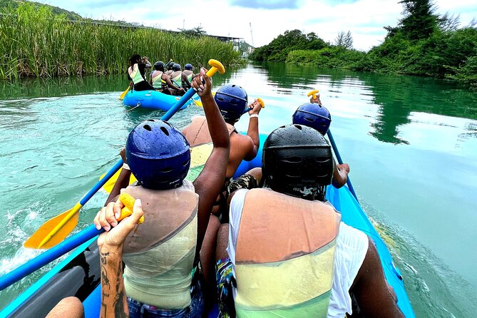 River Rapids Waterfalls Tubing and Beach Adventure with Transport - Bamboo shade, a rope swing, and a change of pace