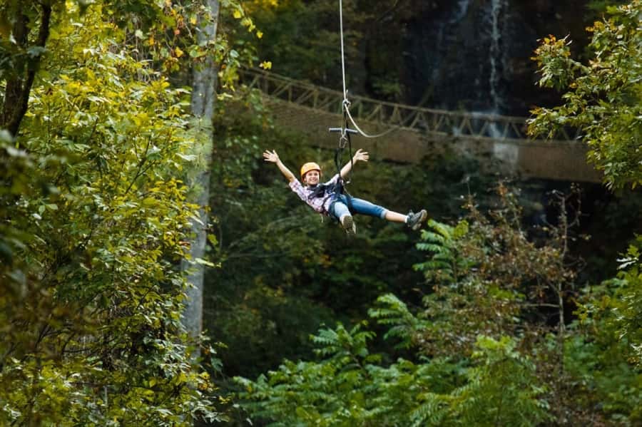 Sevierville: Waterfall Canopy Zip Lining in Smoky Mountains - Seven lines with changing views