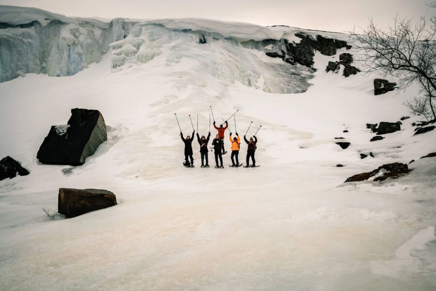 Snowshoeing Adventure to the Enchanting Frozen Waterfall - Walking 2.25 kilometers through snowy trees