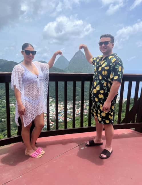 St Lucia Sulphur Springs Drive- in Volcano Tour & Waterfall - Marigot Bay and the first coastal views