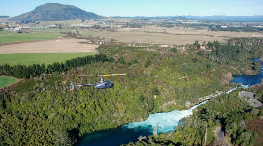 Taupo: Huka Falls Helicopter Ride - The 10-minute route, from fields to river