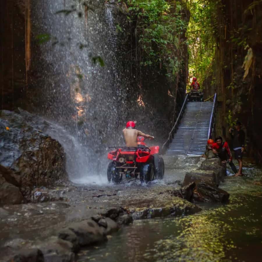 Ubud: Quad ATV Waterfalls & Barong Caves - Waterfalls, rivers, and the Barong Caves