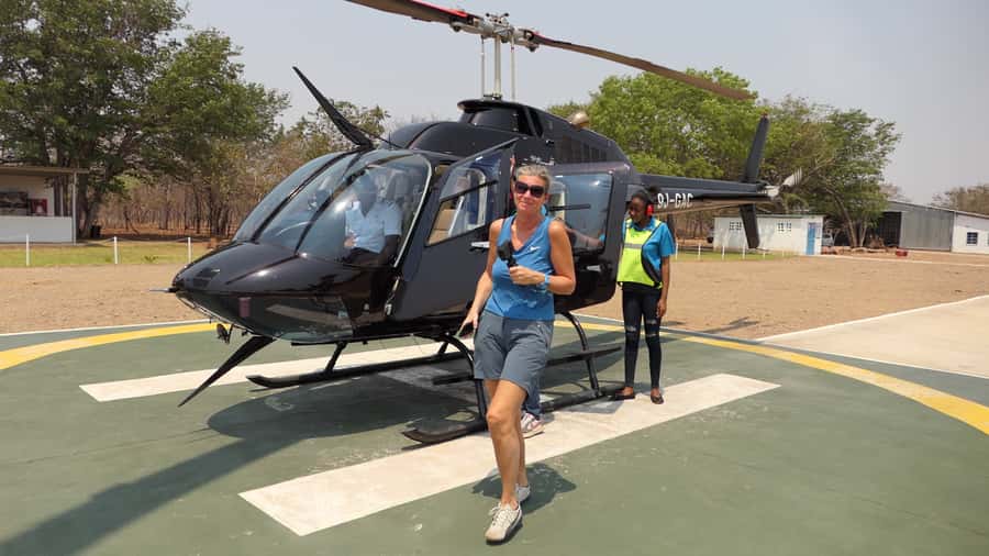 Victoria Falls: Helicopter Tour with Hotel Pickup - At the helipad: briefing, lockers, and seating