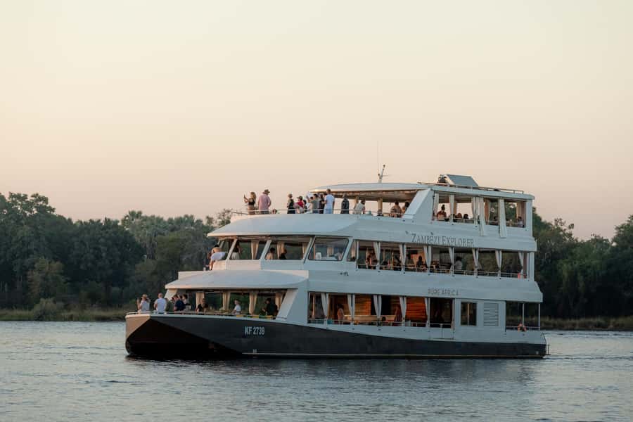 Victoria Falls: Sunset Cruise and Dinner at The Eatery - Boarding the Zambezi Explorer near Victoria Falls