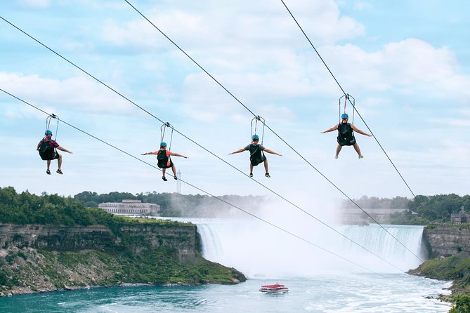 Zipline To The Falls in Niagara Falls, Canada - Falls Landing and the observation deck